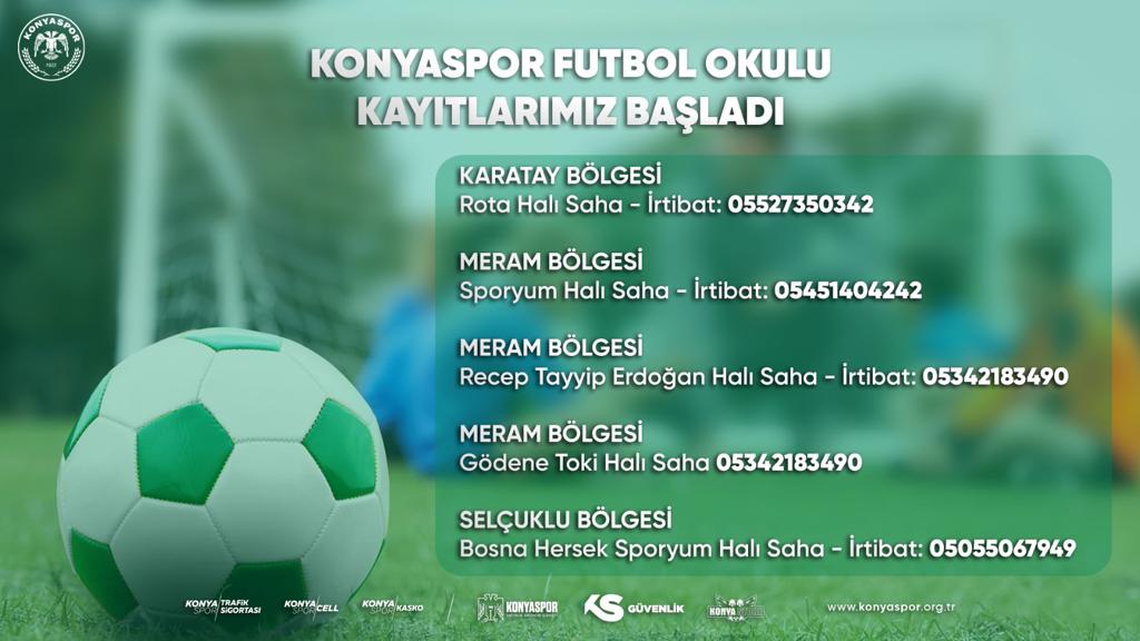 Konyaspor Futbol Okulları kayıtlarımız başladı.